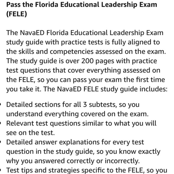 Navaed FELE Florida Educational Leadership Exam Book Jasper Nava Ed-used - Picture 2 of 3
